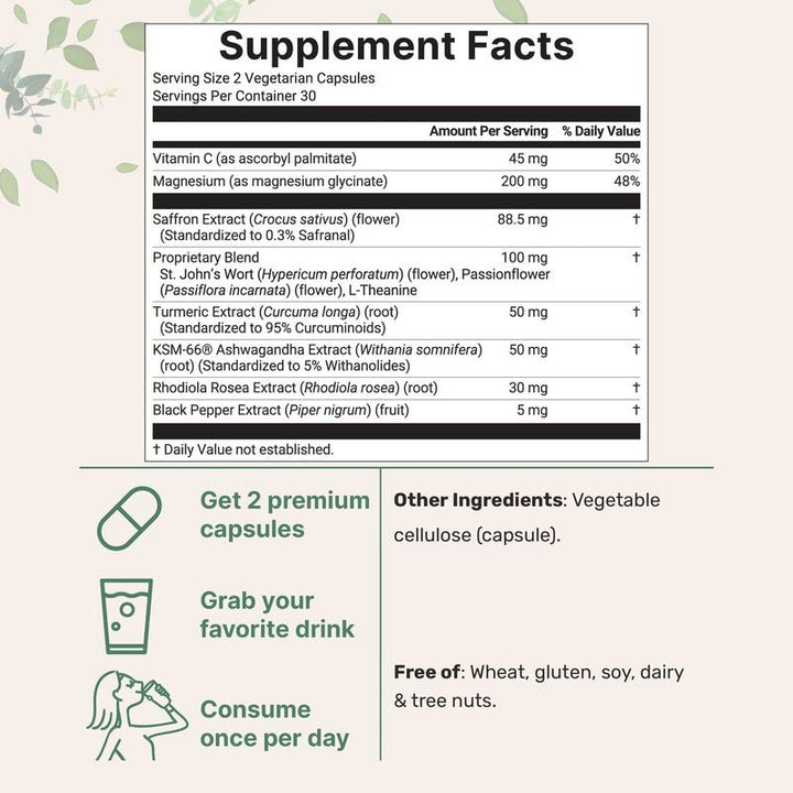 Laveria® Saffron+ Advanced Supplements, 60 Veggie Capsules